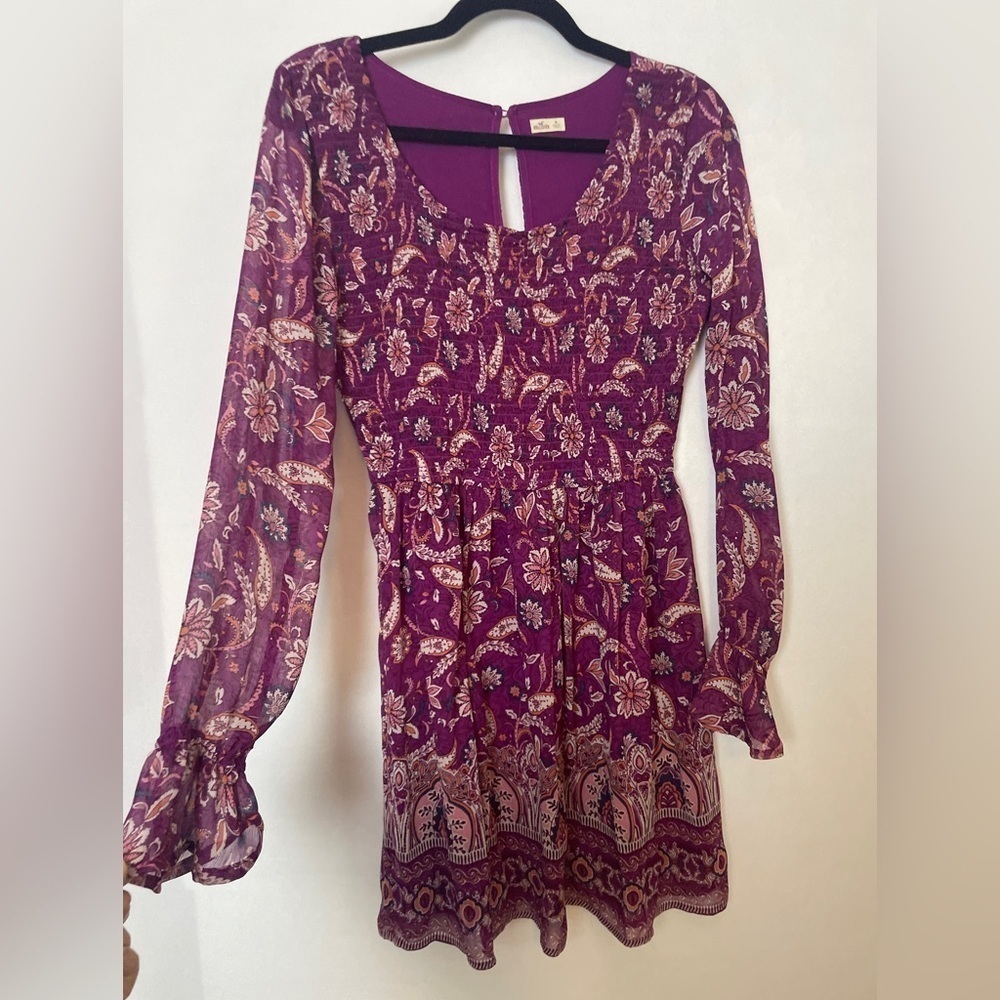 Hollister Purple Y2K Cottagecore Floral Flowy Dress Size Medium - Picture 2 of 11